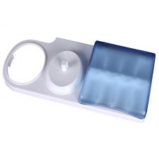 Подставка Oral hygiene для зубной щетки и насадок Белая с синей крышкой