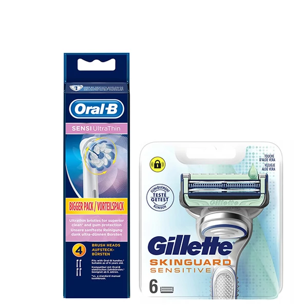 Набор насадок Oral-B (EB60-4 шт) и кассет Gillette (Skinguard-6 шт)