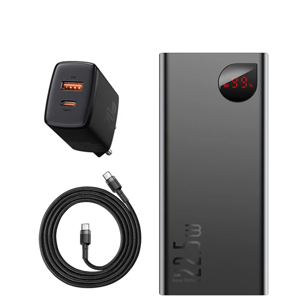 Повербанк (Power Bank) Baseus 22.5W 30000mAh PPIMDA-C0A Black + USB-C Type-C и адаптер ЕС