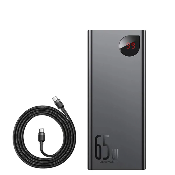 Повербанк (Power Bank) Baseus 65W 20000mAh PPIMDA-D01 Black с поддержкой зарядки ноутбука + кабель USB-C Type-C ЕС
