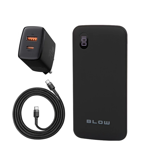 Повербанк (Power Bank) Blow 18W 20000mAh PB20D Black + USB-C Type-C и адаптер ЕС
