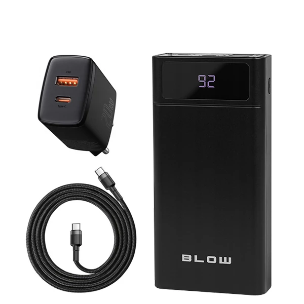 Повербанк (Power Bank) Blow 20W 40000mAh PB40A Black + USB-C Type-C и адаптер ЕС