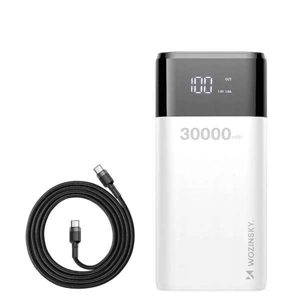 Повербанк (Power Bank) Wozinsky 20W 30000mAh WPB-001WE White + кабель USB-C Type-C ЕС
