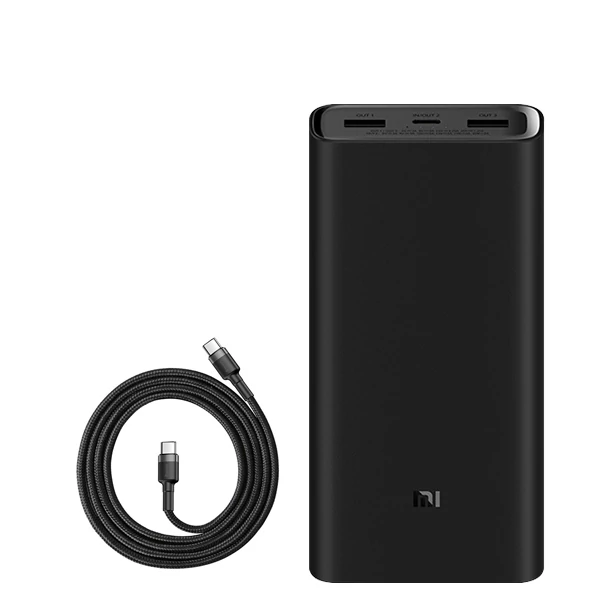 Повербанк (Power Bank) Xiaomi MI 50W 20000mAh Black с поддержкой зарядки ноутбука + кабель USB-C Type-C