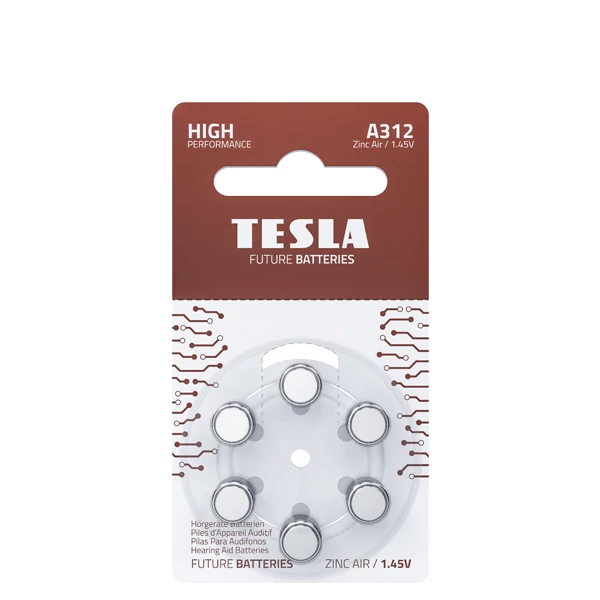 Батарейки Tesla Hearing Aid Batteries А312 (PR41) 1.45V (6 шт.)