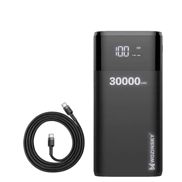 Повербанк (Power Bank) Wozinsky 20W 30000mAh WPB-001BK Black + кабель USB-C Type-C ЕС