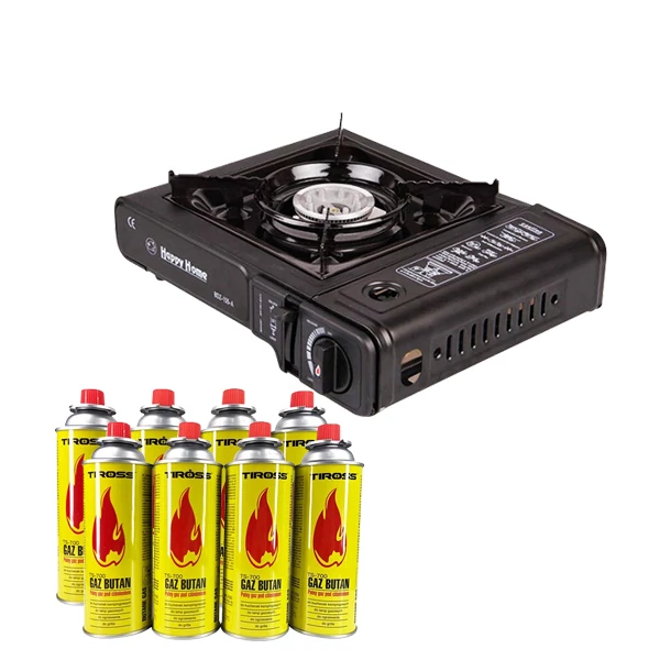 Плитка газовая Happy Home BDZ-155-A + 8 газовых баллонов ЕС