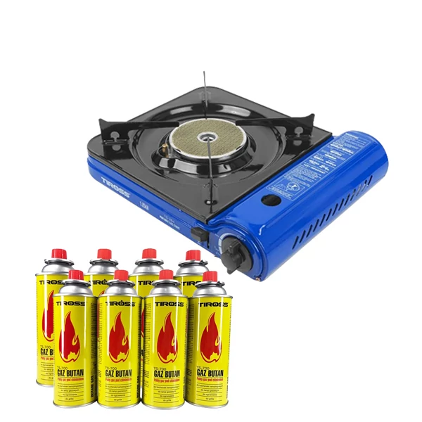Плитка газовая Tiross TS-264 + 8 газовых баллонов ЕС