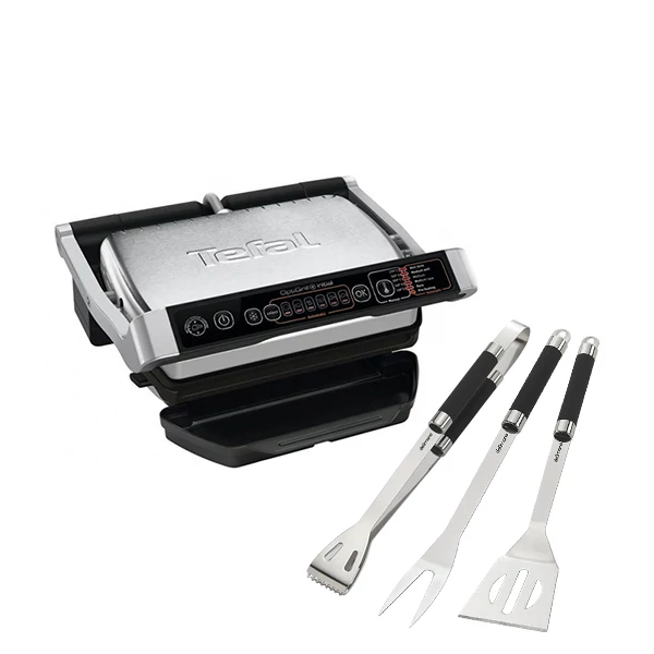 Электрогриль Tefal GC706D34 OptiGrill + Кухонный набор для гриля Delimano Brava ЕС