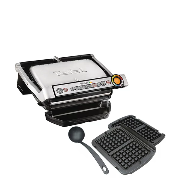 Электрогриль Tefal GC712D OptiGrill + Сменные пластины Optigrill+ XA723812 для вафель ЕС
