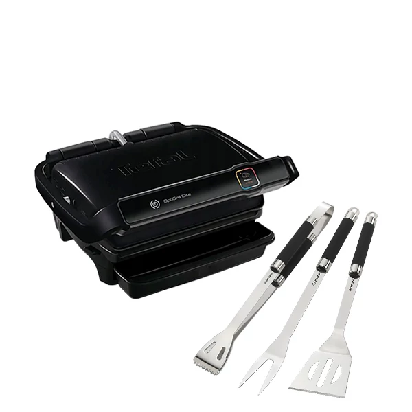 Электрогриль Tefal GC750830 OptiGrill Elite Black + Кухонный набор для гриля Delimano Brava ЕС
