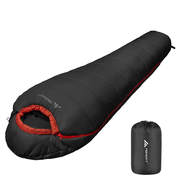 Спальный мешок Forceatt B08P7FP8N5 (-10 °C до 20 °C) Black Кокон ЕС