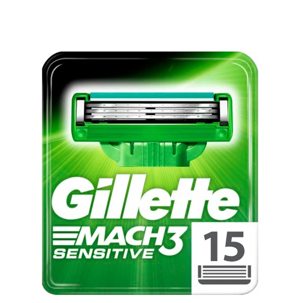 Сменные кассеты (лезвия) Gillette Mach3 Sensitive (15 шт.)