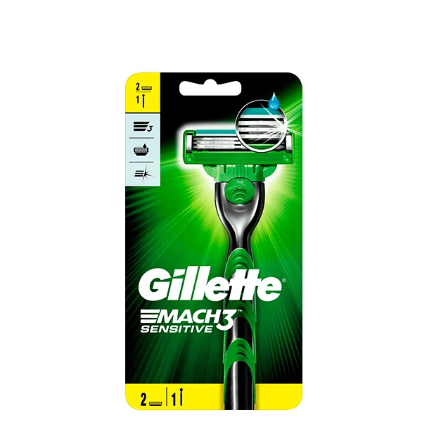 Бритва Gillette Mach3 Sensitive для мужчин (2 сменные кассеты) ЕС