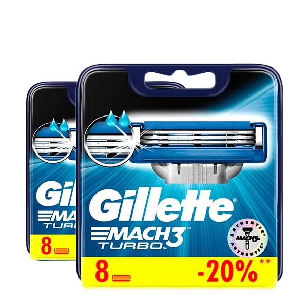 Сменные кассеты (лезвия) Gillette Mach3 Turbo New (16 шт.) ЕС
