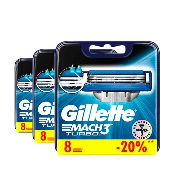 Сменные кассеты (лезвия) Gillette Mach3 Turbo New (24 шт.) ЕС