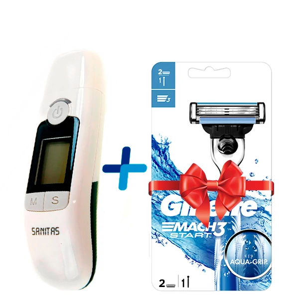 Термометр Sanitas SFT 77 Бесконтактный + Бритва Gillette Mach3 Start