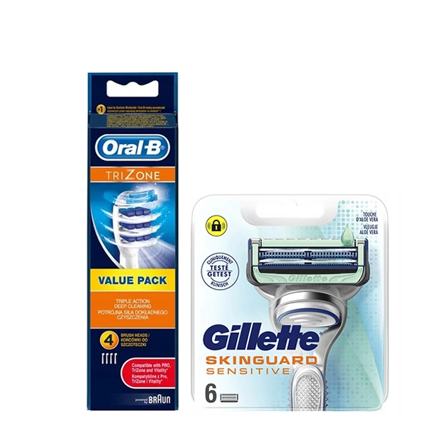 Набор насадок Oral-B (EB30-4 шт) и кассет Gillette (Skinguard-6 шт)