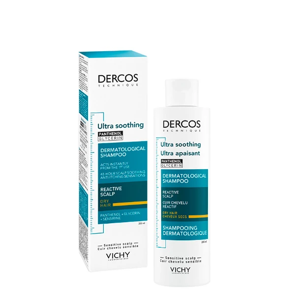 Успокаивающий шампунь для сухих волос Vichy Dercos Ultra Soothing Shampoo for Dry Hair (200 мл.) ЕС