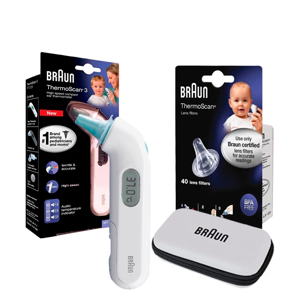 Термометр Braun THERMOSCAN 3 IRT 3030 Ушной с футляром + 40 крышек ЕС