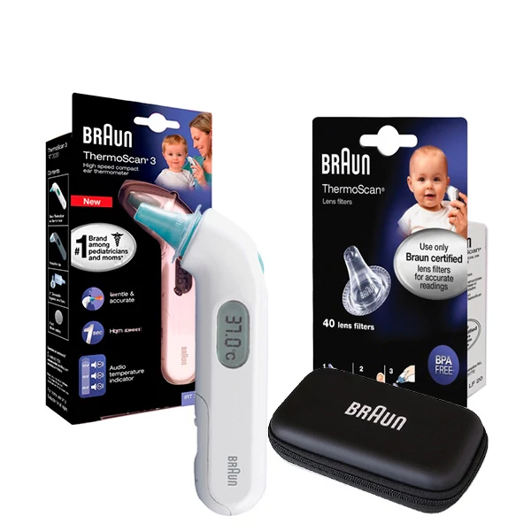 Термометр Braun THERMOSCAN 3 IRT 3030 Ушной с футляром + 40 крышек ЕС
