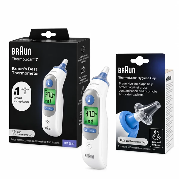 Термометр Braun THERMOSCAN 7 IRT 6520 Ушной + 40 крышек ЕС
