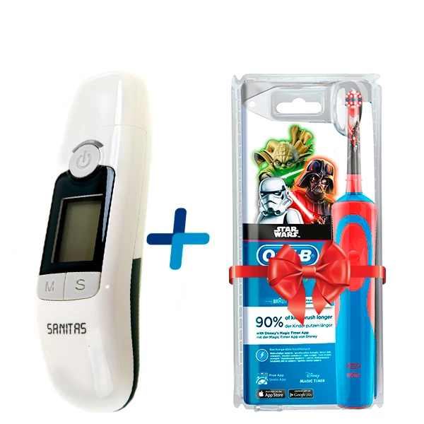Термометр Sanitas SFT 77 Бесконтактный + Зубная щетка Oral-B D12.513K Stages Power Звездные войны