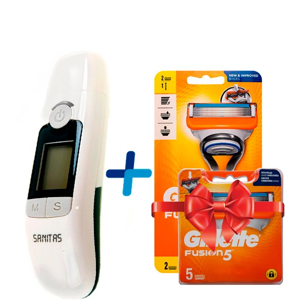 Термометр Sanitas SFT 77 Бесконтактный + Бритва Gillette Fusion5 для мужчин (7 сменных кассет) ЕС