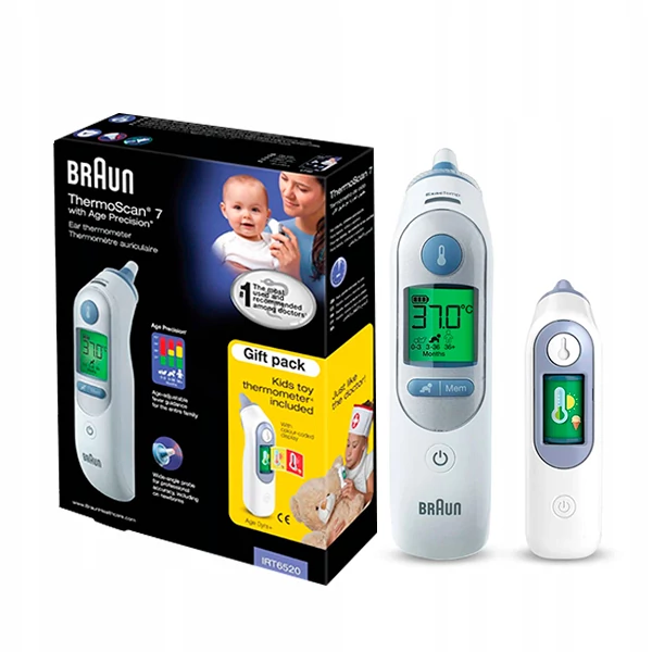 Термометр Braun THERMOSCAN 7 IRT 6520 Ушной + Подарок игрушка ЕС