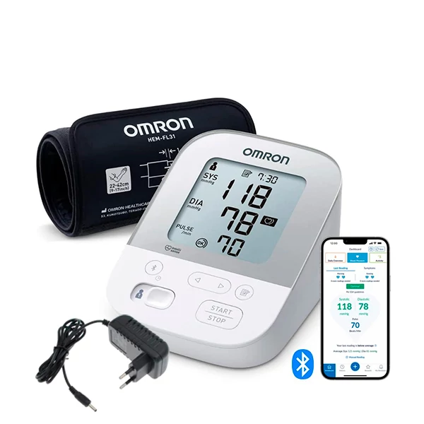 Тонометр Omron X4 Smart с Bluetooth и манжетой Intelli Wrap + адаптер ЕС