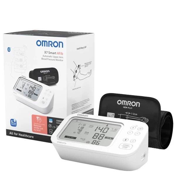 Тонометр Omron X7 Smart AFib с Bluetooth и манжетой Intelli Wrap на плече ЕС