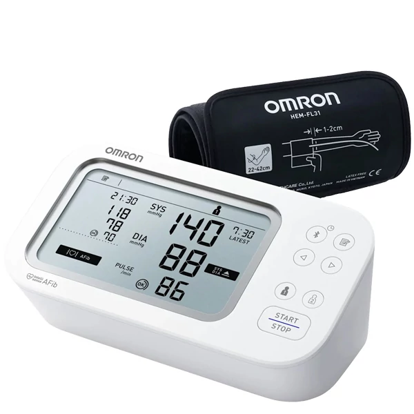 Тонометр Omron X7 Smart AFib с Bluetooth и манжетой Intelli Wrap на плече + адаптер ЕС
