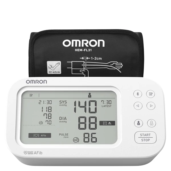 Тонометр Omron X7 Smart AFib с Bluetooth и манжетой Intelli Wrap на плече + адаптер ЕС