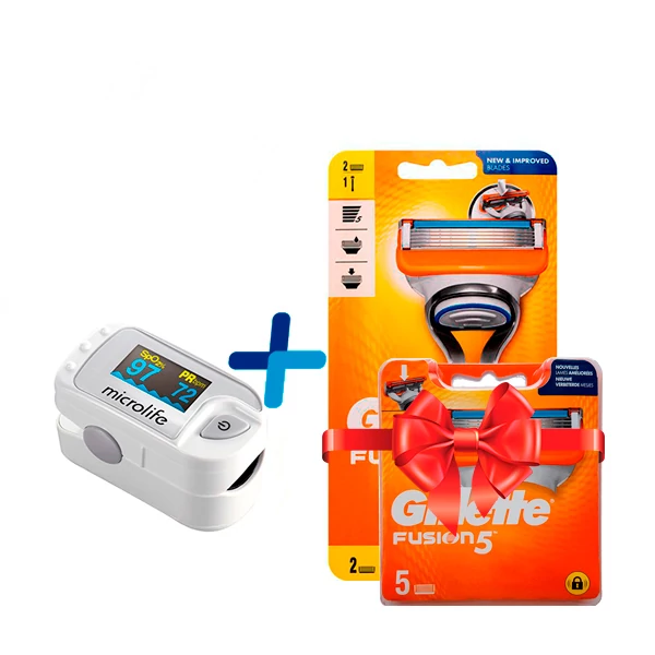 Импульсный пульсоксиметр MICROLIFE OXY 300 + Бритва Gillette Fusion5 для мужчин (7 сменных кассет) ЕС