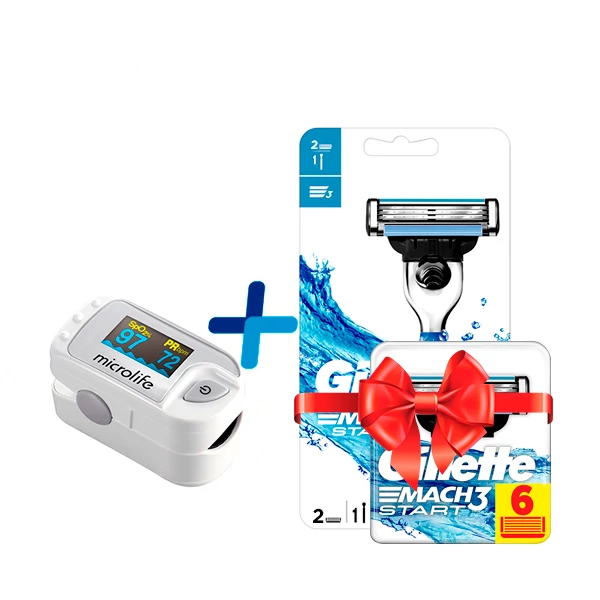 Импульсный пульсоксиметр MICROLIFE OXY 300 + Бритва Gillette Mach3 Start (8 сменных кассет) ЕС