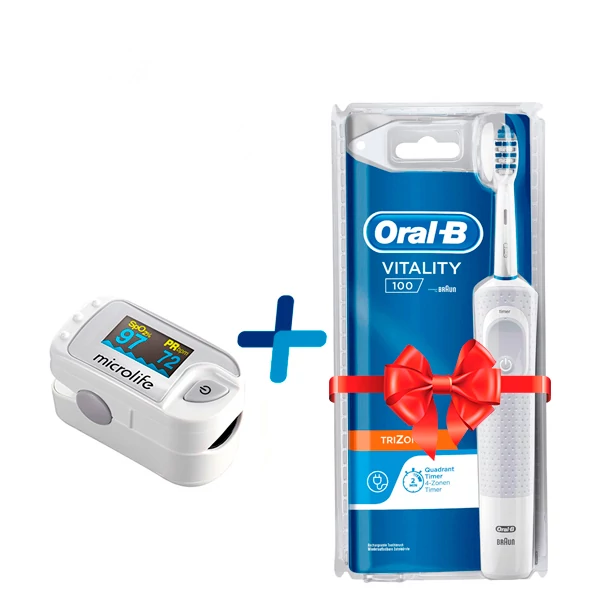Импульсный пульсоксиметр MICROLIFE OXY 300 + Зубная щетка Oral-B Vitality D100 PRO TriZone ЕС