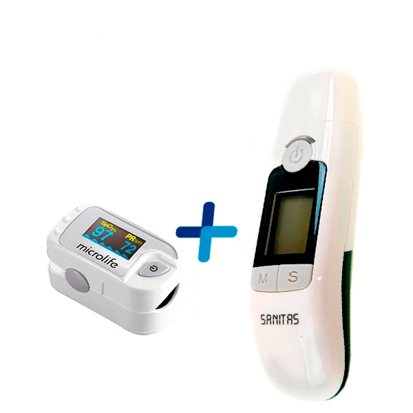 Пульсоксиметр MICROLIFE OXY 300 + Термометр Sanitas SFT 77 Бесконтактный ЕС