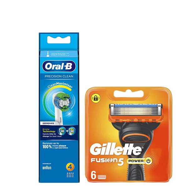 Набор насадок Oral-B (EB20RB-4 шт) и кассет Gillette (Fusion5 Power-6 шт)