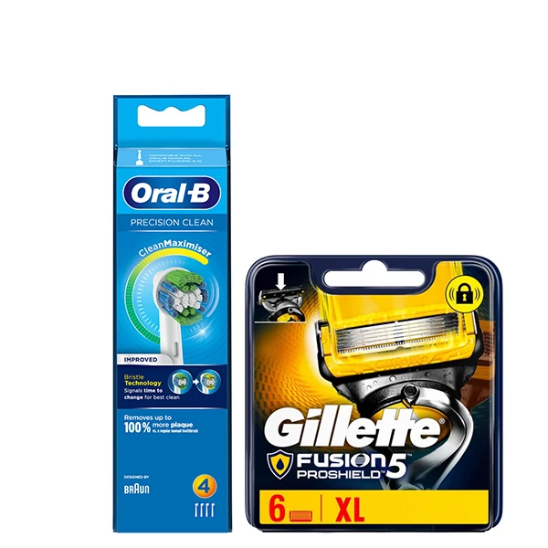 Набор насадок Oral-B (EB20RB-4 шт) и кассет Gillette (Proshield-6 шт) ЕС