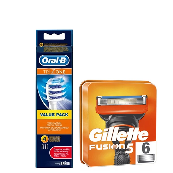 Набор насадок Oral-B (EB30-4 шт) и кассет Gillette (Fusion5 - 6 шт)