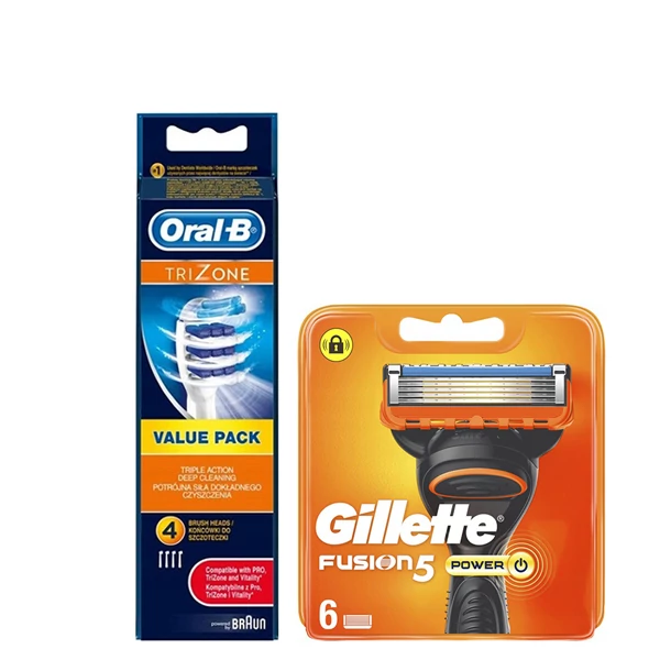 Набор насадок Oral-B (EB30-4 шт) и кассет Gillette (Fusion5 Power-6 шт)