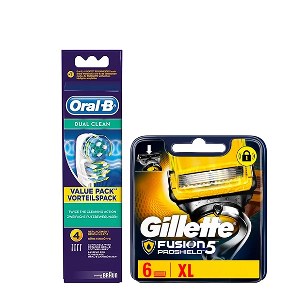 Набор насадок Oral-B (EB417-4 шт) и кассет Gillette (Proshield-6 шт)