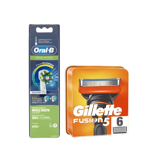 Набор насадок Oral-B (EB50RB-4 шт) и кассет Gillette (Fusion5-6 шт)