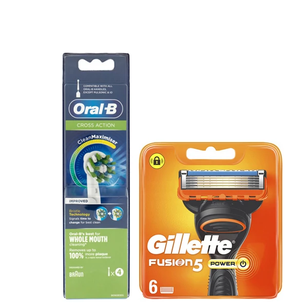 Набор насадок Oral-B (EB50RB-4 шт) и кассет Gillette (Fusion5 Power-6 шт)