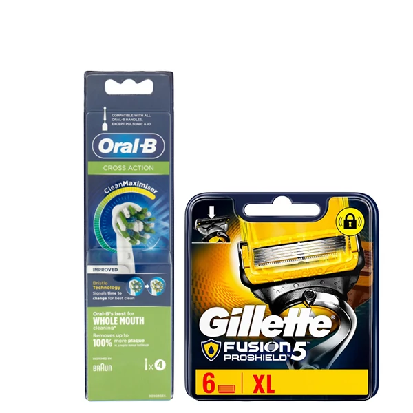 Набор насадок Oral-B (EB50RB-4 шт) и кассет Gillette (Proshield-6 шт) ЕС
