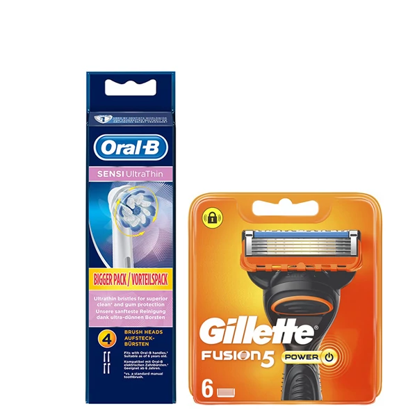 Набор насадок Oral-B (EB60-4 шт) и кассет Gillette (Fusion5 Power-6 шт)