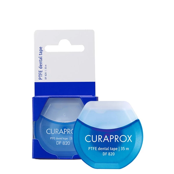 Зубная нить Curaprox PTFE Dental Tape DF 820 тефлоновая с хлоргексидином (35 м.)