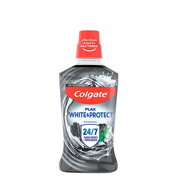 Ополаскиватель для рта Colgate Plax White+Charcoal 0% Alcohol (500 мл.) ЕС