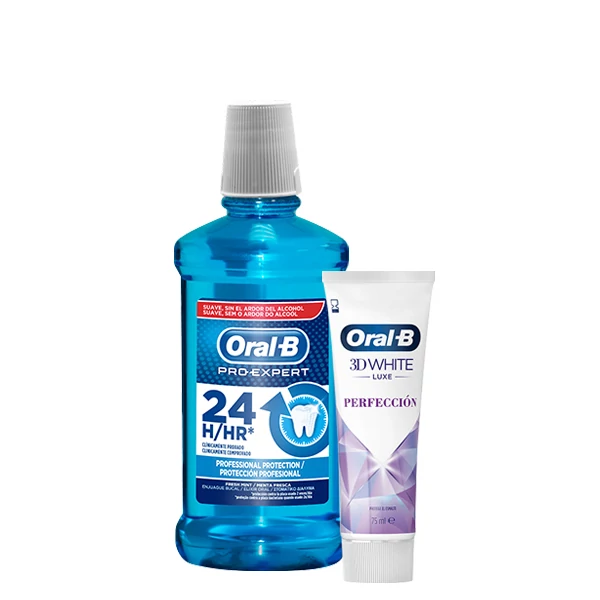 Набор Ополаскиватель Oral-B Pro-Expert Professional Protection Fresh Mint (500 мл.) + Зубная паста Oral-B 3D White Luxe Perfection (75 мл.)
