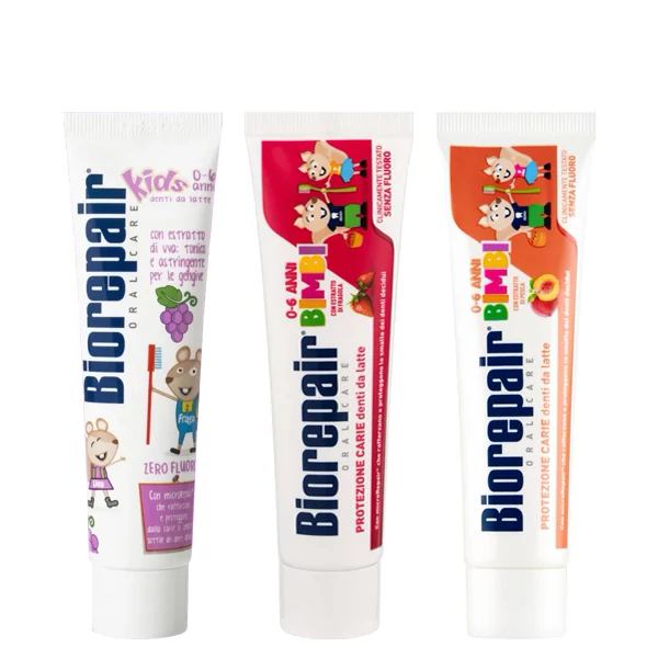 Набор детских зубных паст Biorepair (0-6 лет) разнообразные вкусы (3 шт.) ЕС